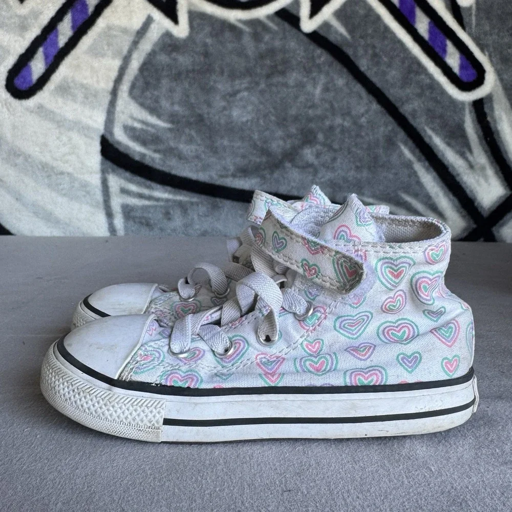 Size 9c - Converse Chuck Taylor Hi 'Colorful Hearts' Toddler Sneakers